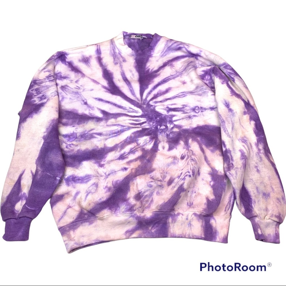 Tie Dye Adult Medium Sweatshirt Purple Halloween Vintage Pullover Crewneck Blend - Picture 1 of 9